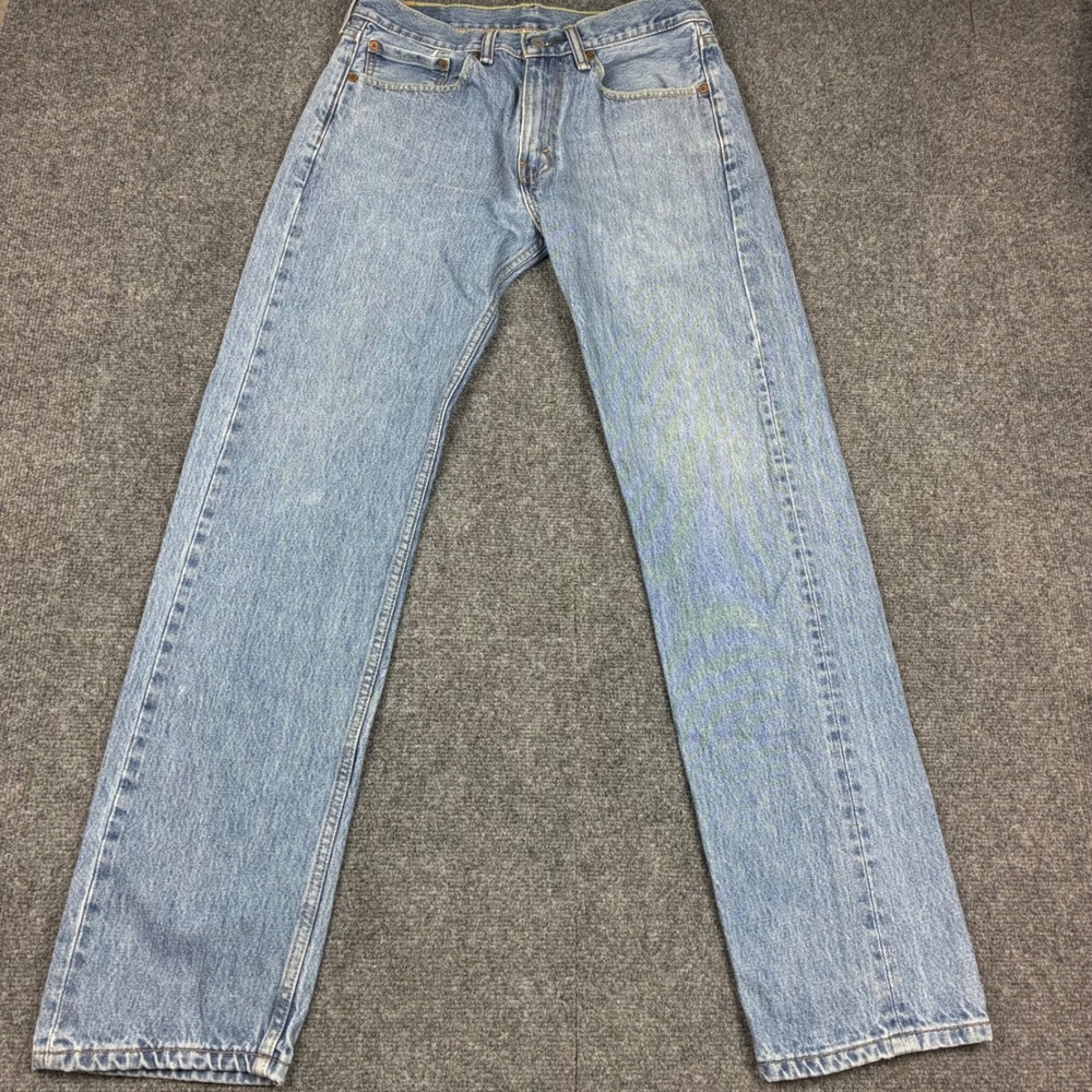 Levis 505 Regular Fit Straight Leg Jeans Light Wash Blue Denim Mens W31 L34